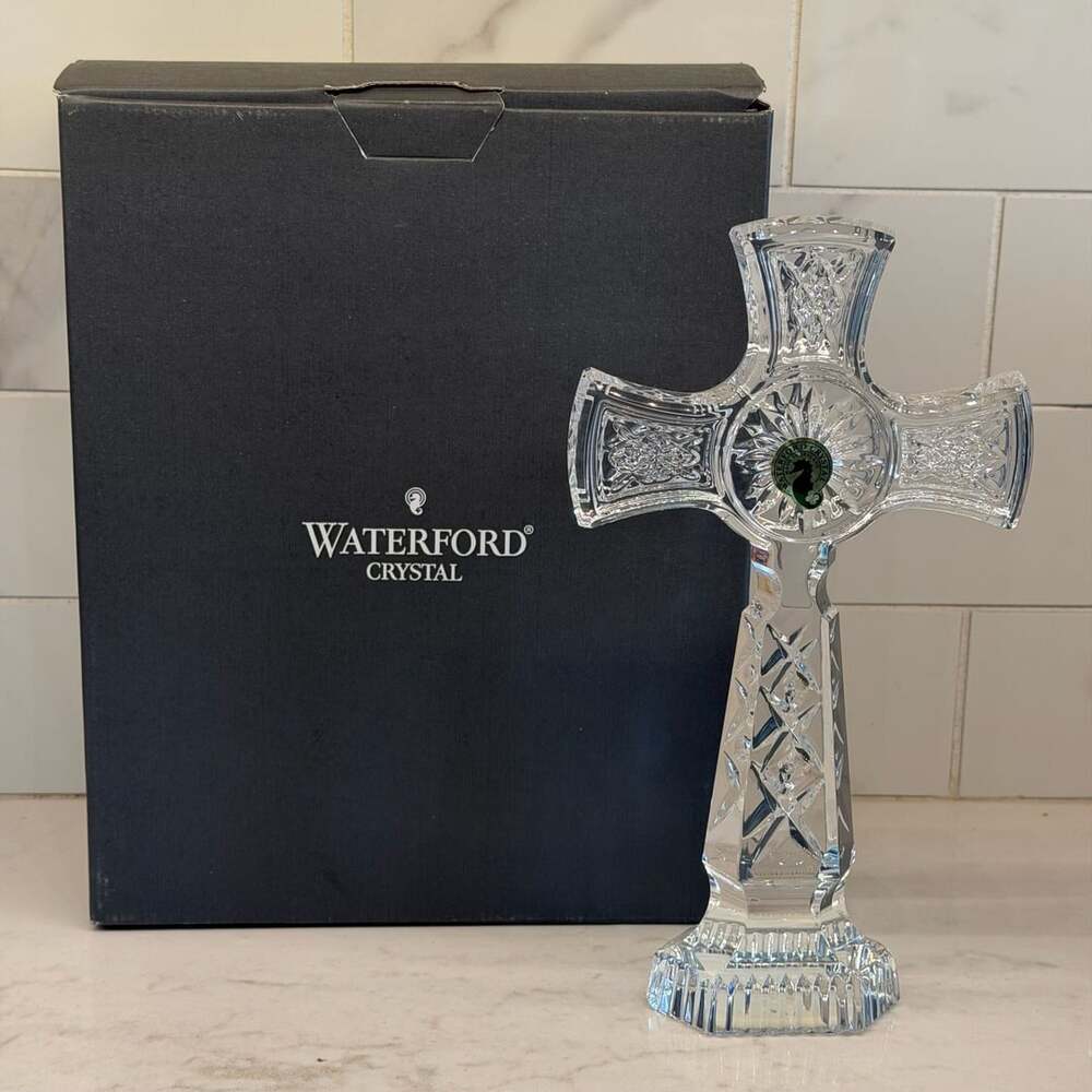 Waterford Kilree Crystal Standing Cross 9.25” ~ Baptism, Birthday, Wedding Gift